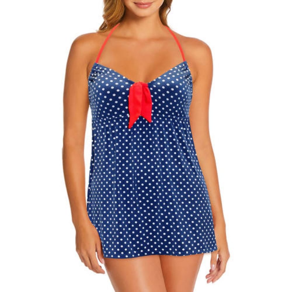 Catalina Indigo Nautical Swimdress With Bow Front
